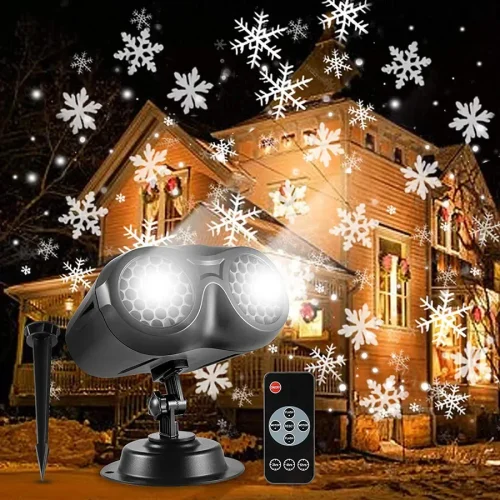 Double-Head Christmas Snowfall Projector Light Snowflake - Image 3