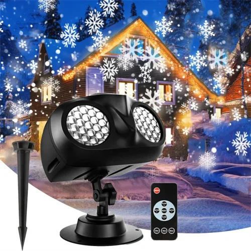 Double-Head Christmas Snowfall Projector Light Snowflake