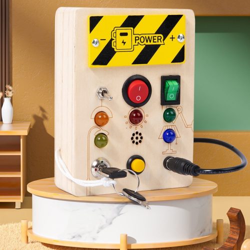 Montessori Busy Board Sensory Toys Wooden with LED Light Switch Control Board Travel Activities Kids Games for 2-4 Years Old - Image 4